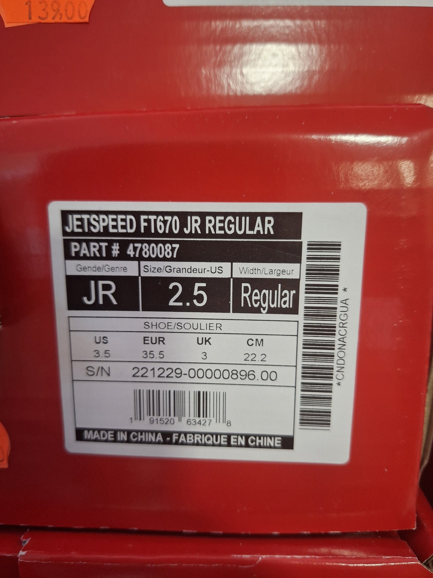 CCM FT670 Jr koko 2.5 = 35.5 lesti Regular