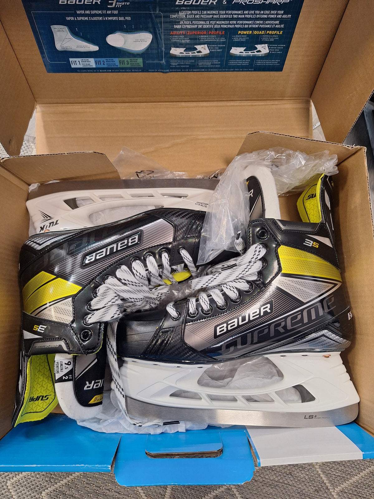 Bauer Supreme 3S koko 9.5 fit 2 UUSI koko 44.5-45